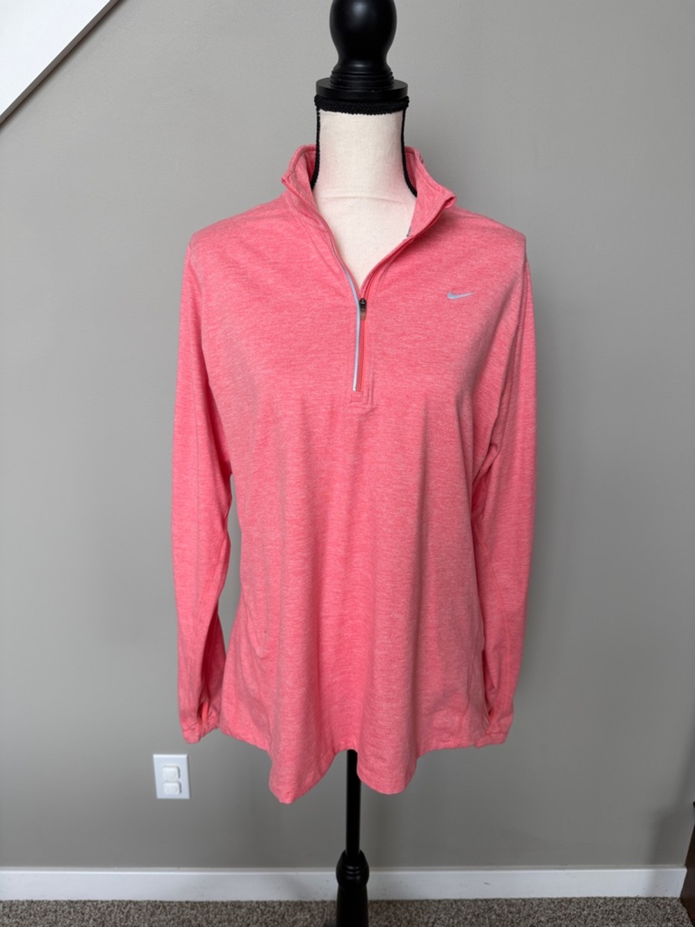 Nike Heather Coral Pink Quarter-Zip Pullover